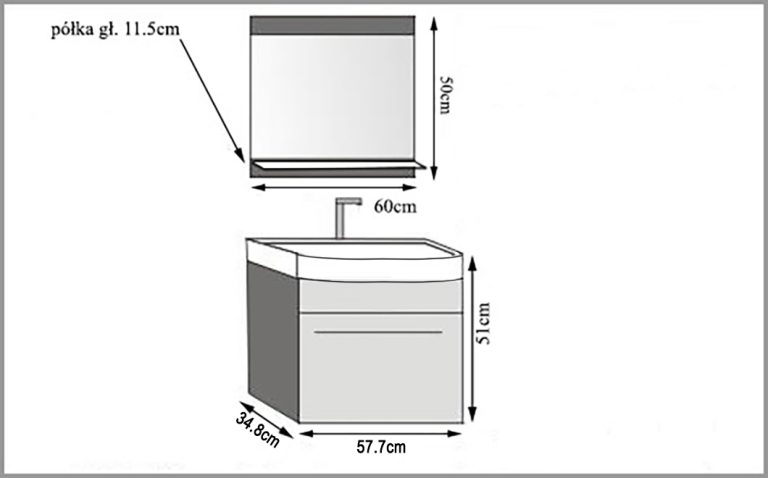 Koupelnový nábytek Belini bílý lesk / královský eben + umyvadlo + zrcadlo Výrobce ROD PM 1/0/W/WHK/0/ZW
