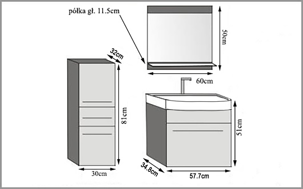 Koupelnový nábytek Belini bílý mat + umyvadlo + zrcadlo Výrobce ROD M 2/0/W/W/0/ZW