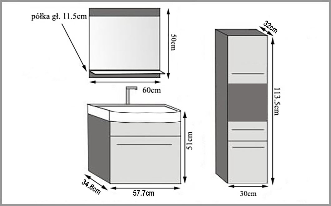 Koupelnový nábytek Belini černý mat / královský eben+ umyvadlo + zrcadlo Výrobce ROD M 3/0/W/BHK/0/ZW