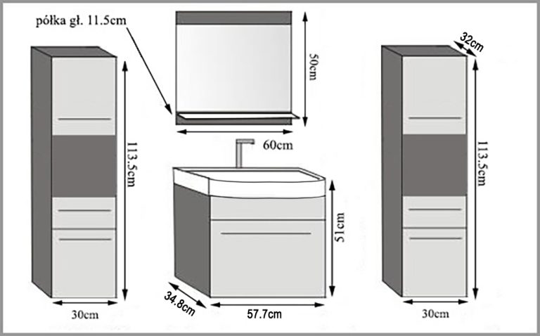 Koupelnový nábytek skříňky s umyvadlem a zrcadlem šedá antracit grafit Výrobce ROD PRIMO M 6/0/W/SR/0/ZINC