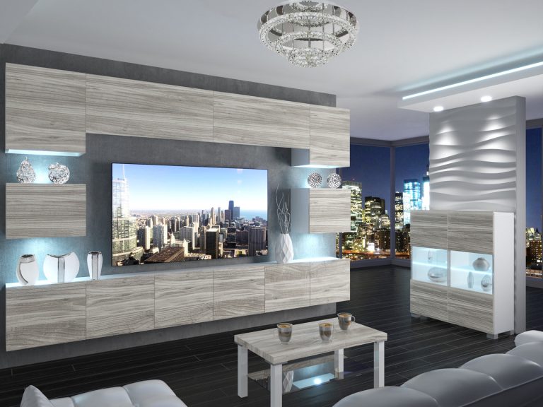 Obývací stěna 300 cm TV šedá antracit grafit Výrobce IMP PRIMO 3/5/W/GW1/0/0