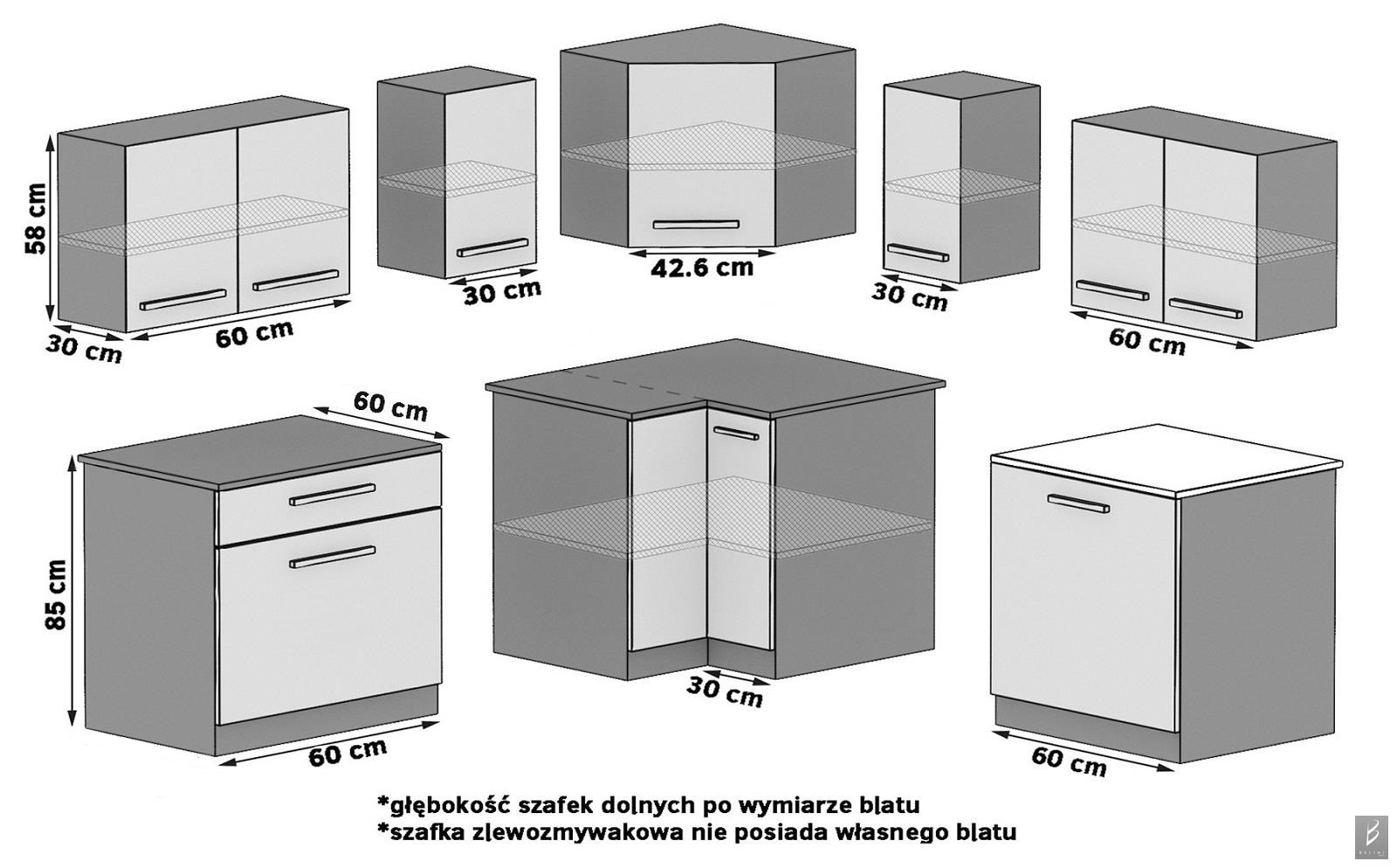 Kuchyňská linka Belini 300 cm černý lesk s pracovní deskou Armin Výrobce INF ARMIN/3/WT/B/0/D