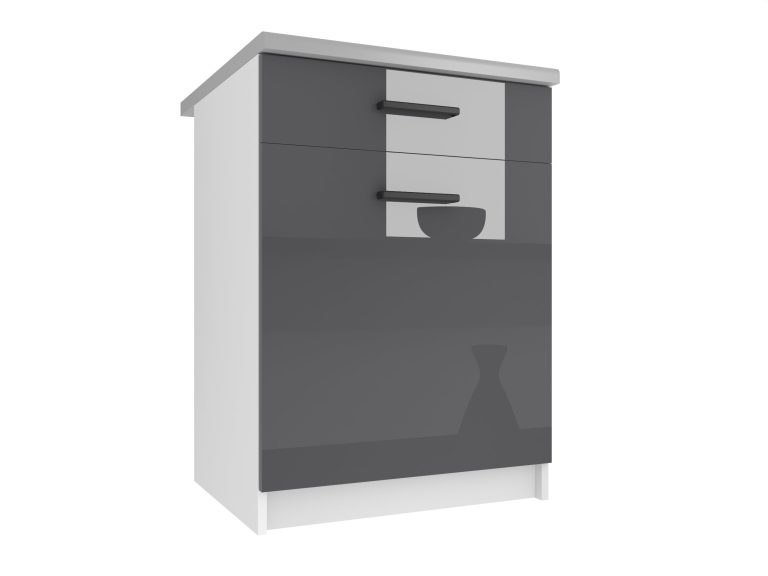 Kuchyňská skříňka Belini spodní se zásuvkami 60 cm šedý lesk bez pracovní desky Výrobce INF SDSZ1-60/0/WT/S/BB/B1
