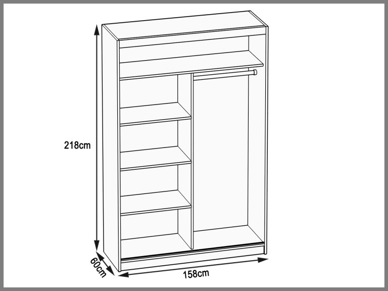 Šatní skříň 158 cm Belini černý mat / bílý mat s posuvnými dveřmi a zrcadlem Výrobce ME SZP3/2/B/W/0/AL