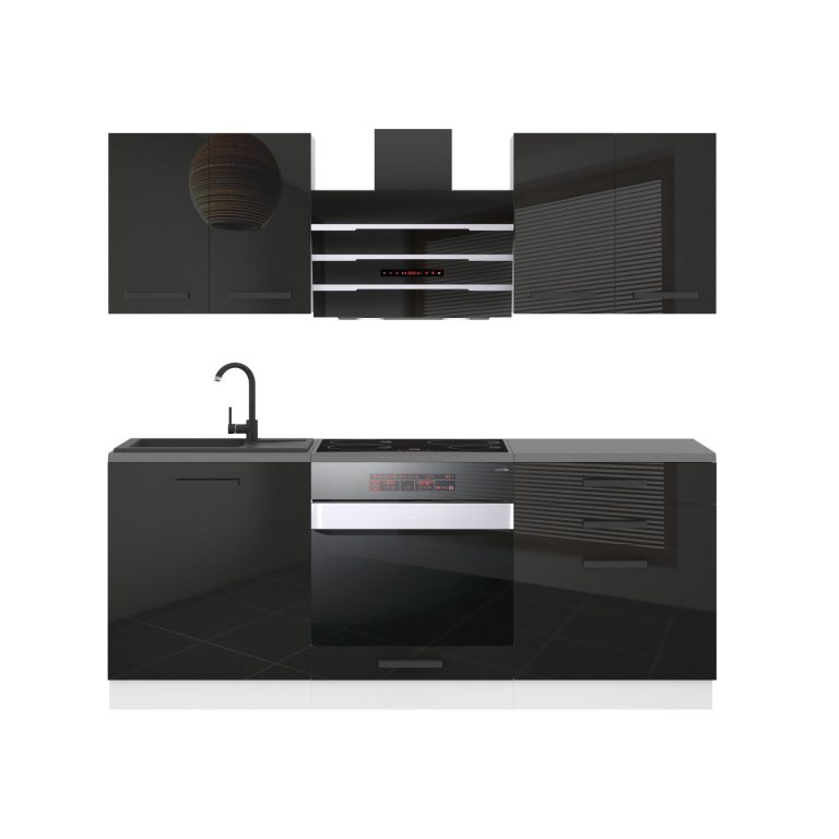 Kuchyňská linka Belini Premium Full Version 180 cm černý lesk s pracovní deskou MARY Výrobce INF MARY/0/WT/B/B/B1
