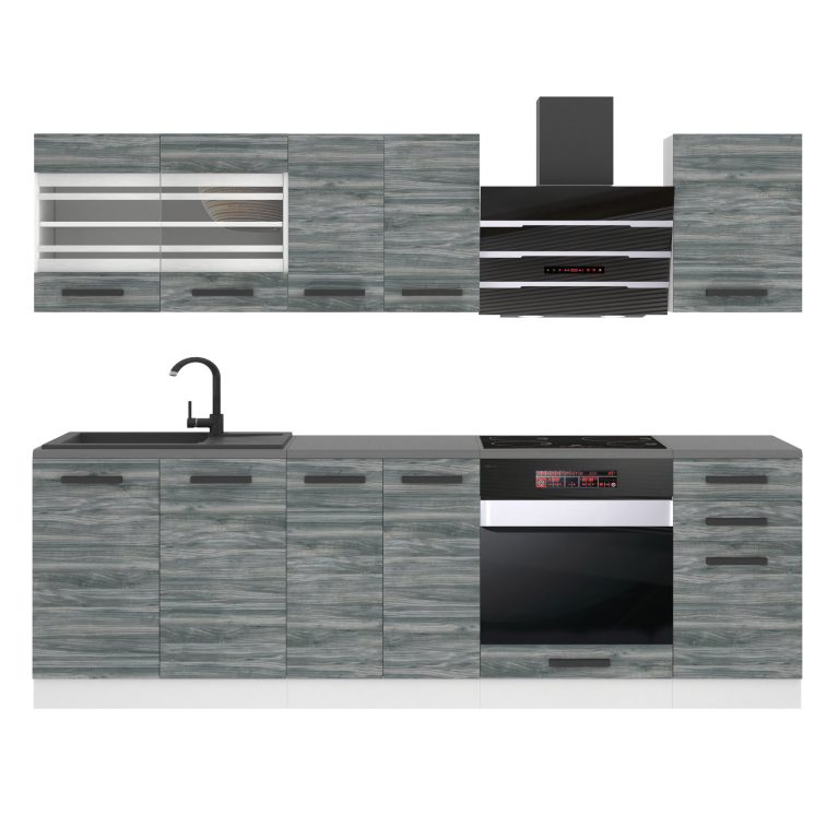 Kuchyňská linka Belini Premium Full Version 240 cm šedý antracit Glamour Wood s pracovní deskou MARGARET Výrobce