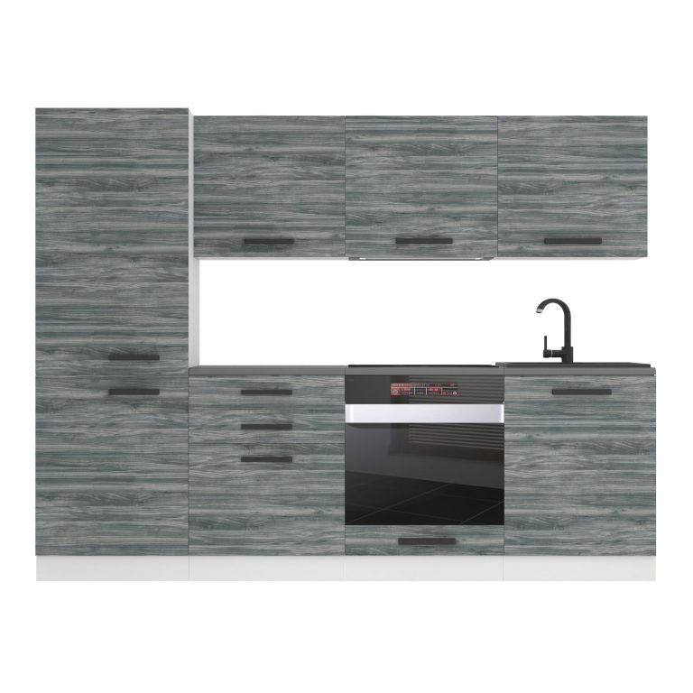 Kuchyňská linka Belini Premium Full Version 240 cm šedý antracit Glamour Wood s pracovní deskou SANDY Výrobce TOR SANDY/0/WT/GW/B/B1