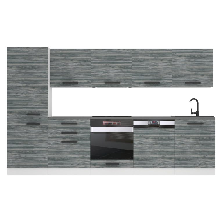 Kuchyňská linka Belini Premium Full Version 300 cm šedý antracit Glamour Wood s pracovní deskou ROSE Výrobce TOR ROSE/0/WT/GW/B/B1