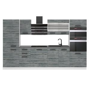 Kuchyňská linka Belini Premium Full Version 300 cm šedý antracit Glamour Wood bez pracovní desky MILA Výrobce