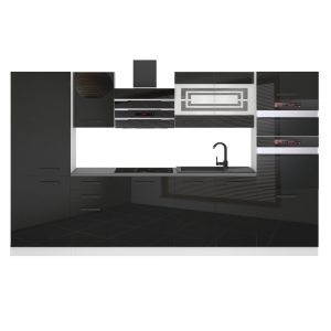 Kuchyňská linka Belini Premium Full Version 300 cm černý lesk bez pracovní desky MILA Výrobce