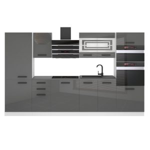 Kuchyňská linka Belini Premium Full Version 300 cm šedý lesk bez pracovní desky MILA Výrobce