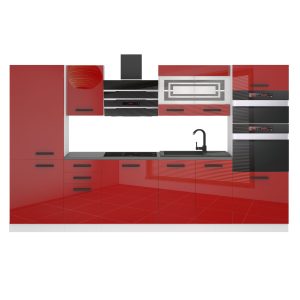 Kuchyňská linka Belini Premium Full Version 300 cm červený lesk bez pracovní desky MILA Výrobce