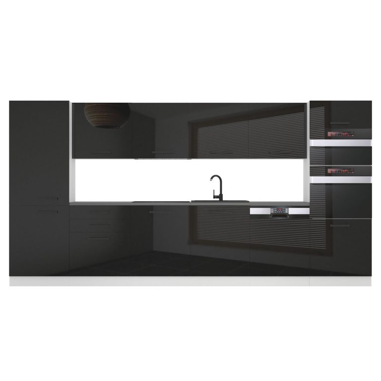 Kuchyňská linka Belini Premium Full Version 360 cm černý lesk s pracovní deskou NAOMI Výrobce INF NAOMI/0/WT/B/B/B1