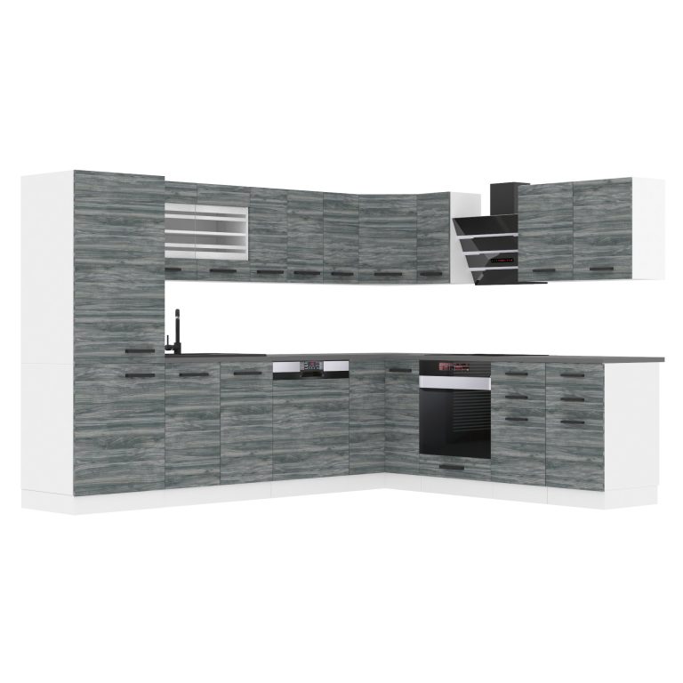 Kuchyňská linka Belini Premium Full Version 520 cm šedý antracit Glamour Wood s pracovní deskou JULIE Výrobce TOR JULIE/0/WT/GW/B/B1