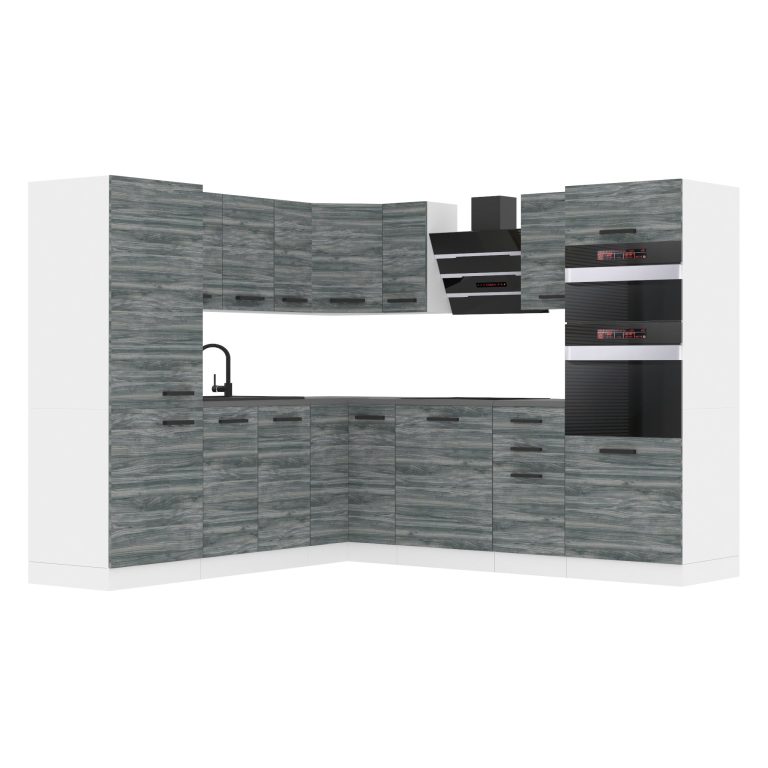 Kuchyňská linka Belini Premium Full Version 480 cm šedá antracit Glamour Wood s pracovní deskou STACY Výrobce TOR STACY/0/WT/GW/B/B1