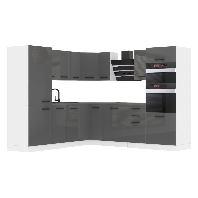 Kuchyňská linka Belini Premium Full Version 480 cm šedý lesk s pracovní deskou STACY Výrobce INF STACY/0/WT/S/B/B1