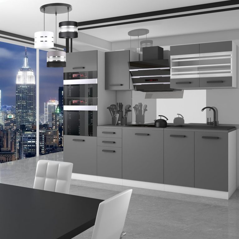 Kuchyňská linka Belini Premium Full Version 240 cm šedý mat s pracovní deskou TRACY Výrobce TOR TRACY/0/WT/SR/B/B1