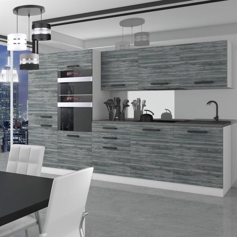 Kuchyňská linka Belini Premium Full Version 300 cm šedý antracit Glamour Wood bez pracovní desky GRACE Výrobce