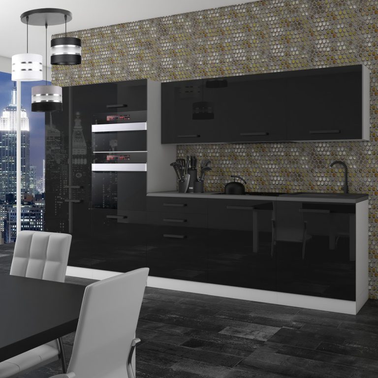 Kuchyňská linka Belini Premium Full Version 300 cm černý lesk s pracovní deskou GRACE Výrobce INF GRACE/0/WT/B/B/B1