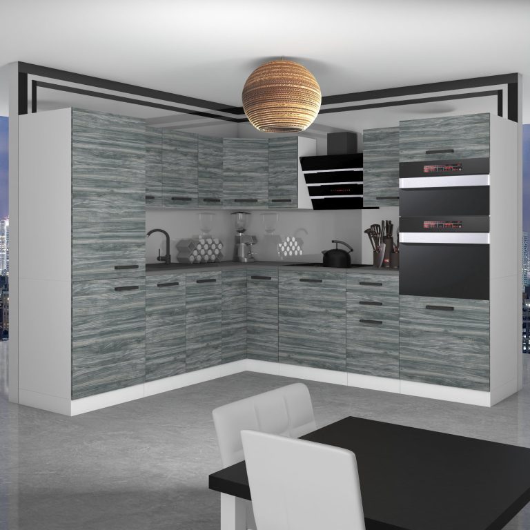 Kuchyňská linka Belini Premium Full Version 480 cm šedý antracit Glamour Wood bez pracovní desky STACY Výrobce
