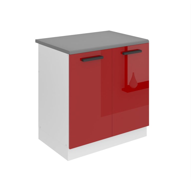Kuchyňská skříňka Belini Premium Full Version dřezová 80 cm červený lesk s pracovní deskou Výrobce INF SDZ80/0/WT/R/B/B1/PP
