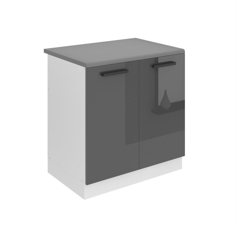 Kuchyňská skříňka Belini Premium Full Version dřezová 80 cm šedý lesk s pracovní deskou Výrobce INF SDZ80/0/WT/S/B/B1/PP
