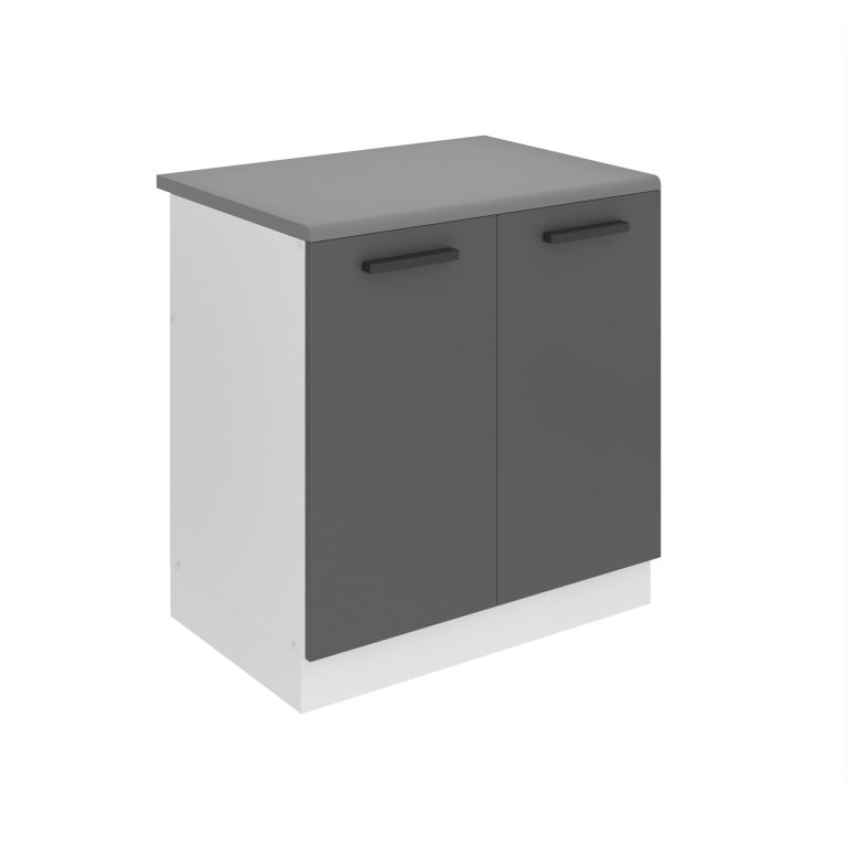 Kuchyňská skříňka Belini Premium Full Version dřezová 80 cm šedý mat s pracovní deskou Výrobce TOR SDZ80/0/WT/SR/B/B1/PP
