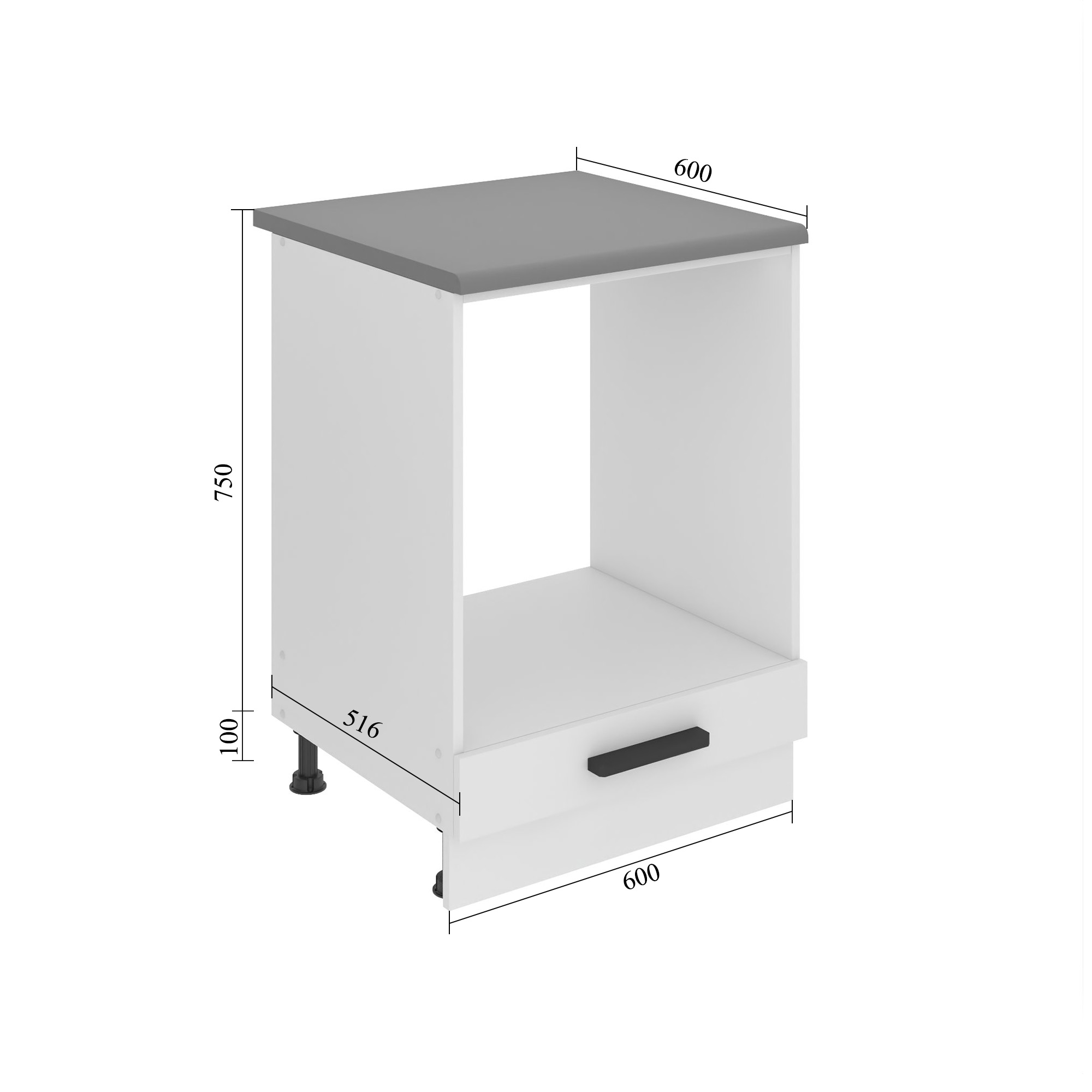 Kuchyňská skříňka Belini Premium Full Version spodní pro vestavnou troubu 60 cm bílý mat s pracovní deskou Výrobce TOR SDP60/0/WT/WT/B/B1/PP
