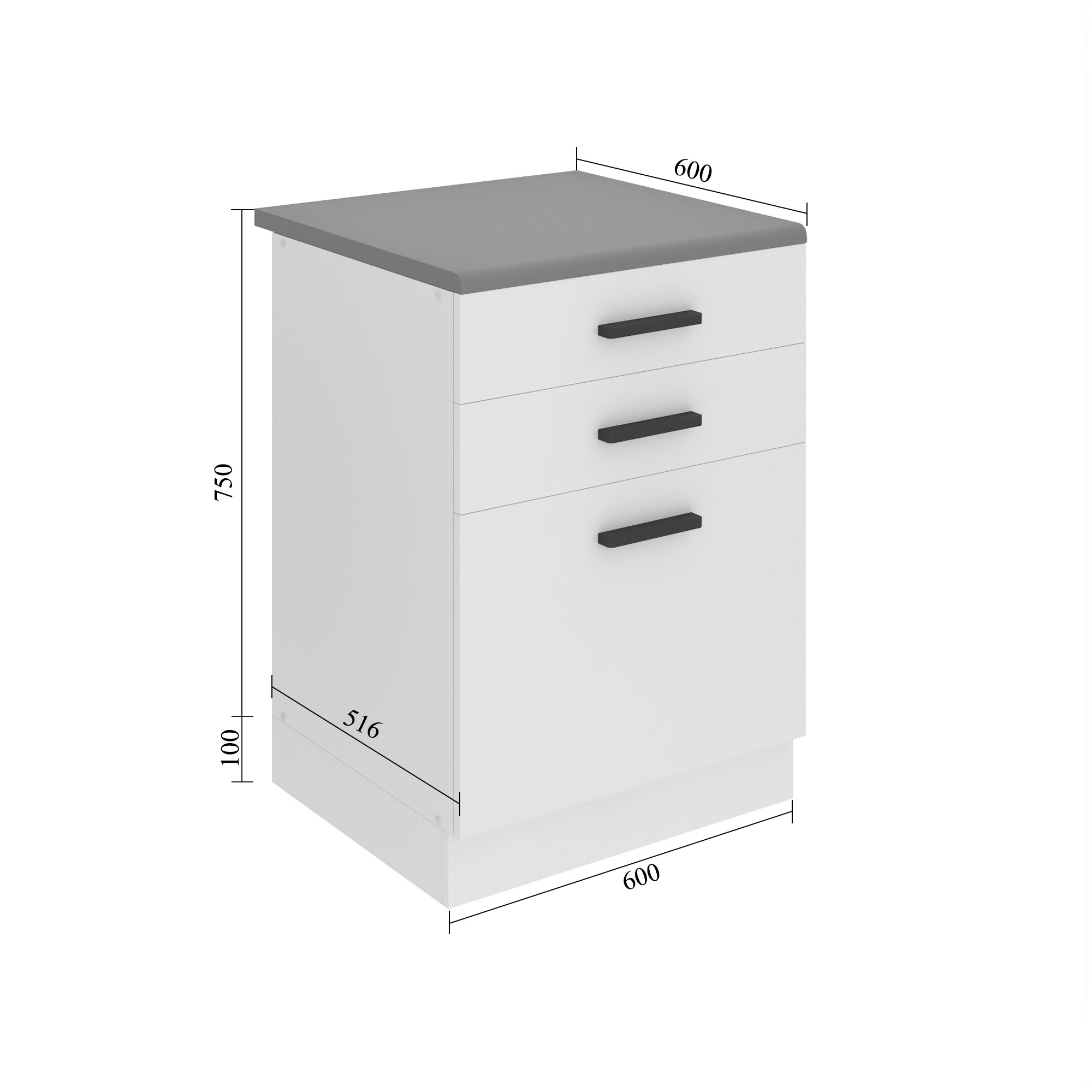 Kuchyňská skříňka Belini Premium Full Version spodní se zásuvkami 60 cm šedý antracit Glamour Wood s pracovní deskou Výrobce TOR SDSZ60/0/WT/GW/B/B1/PP