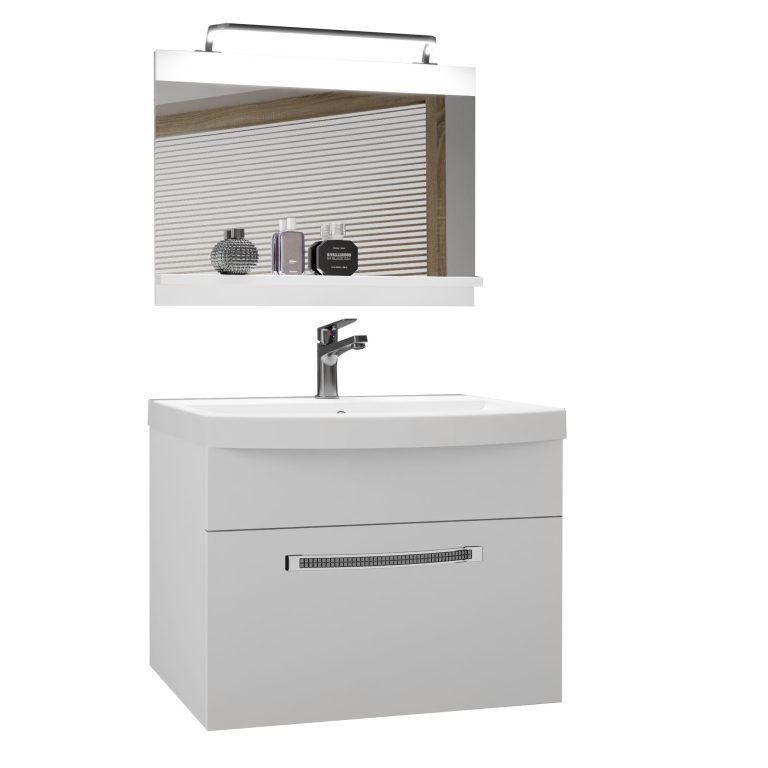 Koupelnový nábytek Belini Premium Full Version bílý mat + umyvadlo + zrcadlo + LED osvětlení Glamour 1 Výrobce GLA M 1/0/W/W/0/MB/PP