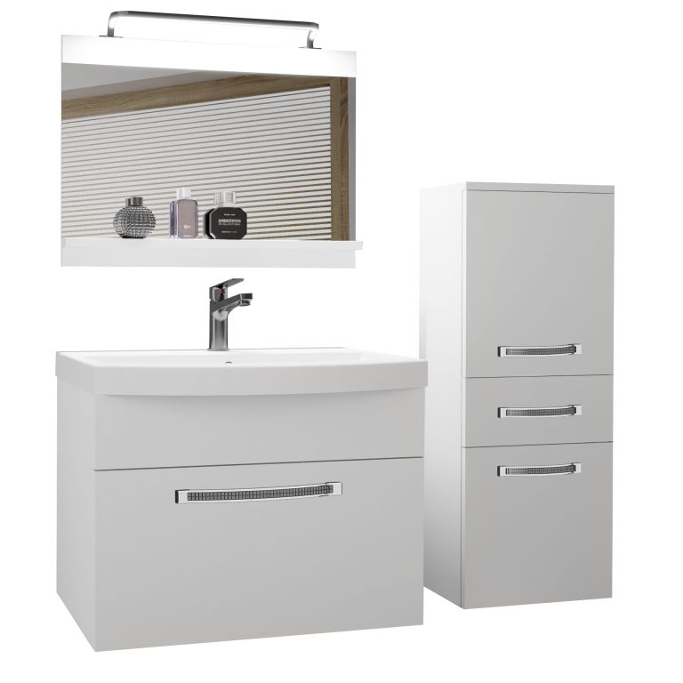 Koupelnový nábytek Belini Premium Full Version bílý mat + umyvadlo + zrcadlo + LED osvětlení Glamour 20 Výrobce GLA M 2/0/W/W/0/MB/PP
 
