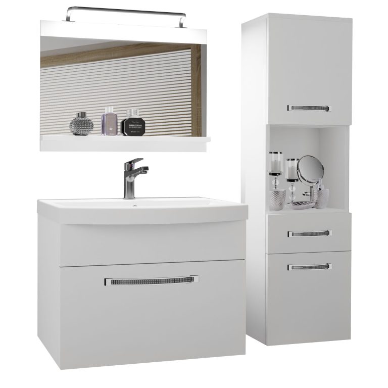 Koupelnový nábytek Belini Premium Full Version bílý mat + umyvadlo + zrcadlo + LED osvětlení Glamour 39 Výrobce GLA M 3/0/W/W/0/MB/PP
