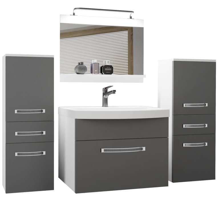 Koupelnový nábytek Belini Premium Full Version šedý mat
+ umyvadlo + zrcadlo + LED osvětlení Glamour 60 Výrobce GLA M 4/0/W/SR/0/MB/PP
