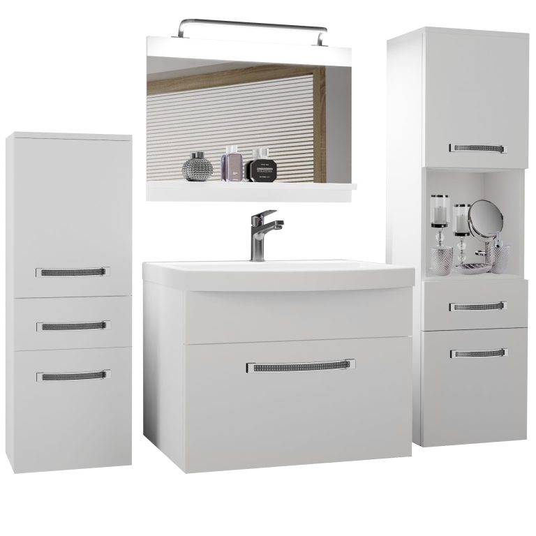 Koupelnový nábytek Belini Premium Full Version bílý mat + umyvadlo + zrcadlo + LED osvětlení Glamour 77 Výrobce GLA M 5/0/W/W/0/MB/PP
