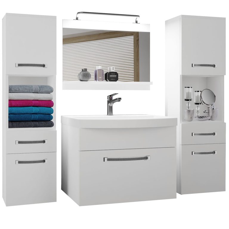 Koupelnový nábytek Belini Premium Full Version bílý mat + umyvadlo + zrcadlo + LED osvětlení Glamour 96 Výrobce GLA M 6/0/W/W/0/MB/PP

