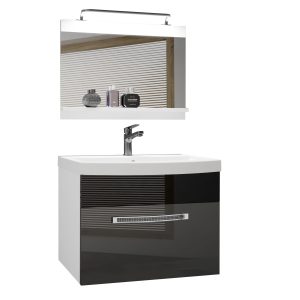 Koupelnový nábytek Belini Premium Full Version šedý lesk / černý lesk + umyvadlo + zrcadlo + LED osvětlení Glamour 12 Výrobce