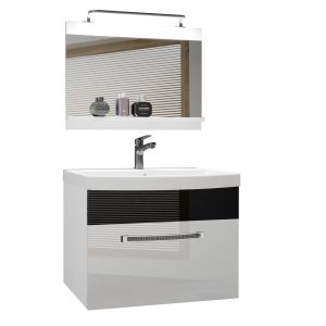 Koupelnový nábytek Belini Premium Full Version bílý lesk / černý lesk + umyvadlo + zrcadlo + LED osvětlení Glamour 8 Výrobce