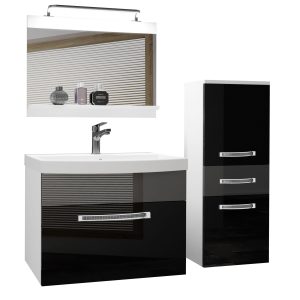 Koupelnový nábytek Belini Premium Full Version černý lesk / šedý lesk
 + umyvadlo + zrcadlo + LED osvětlení Glamour 30 Výrobce

