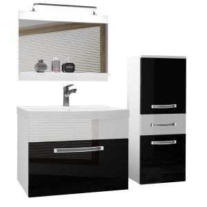 Koupelnový nábytek Belini Premium Full Version černý lesk / bílý lesk
 + umyvadlo + zrcadlo + LED osvětlení Glamour 29 Výrobce
