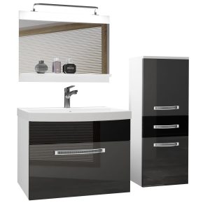 Koupelnový nábytek Belini Premium Full Version šedý lesk / černý lesk + umyvadlo + zrcadlo + LED osvětlení Glamour 31 Výrobce
