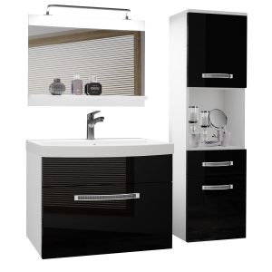 Koupelnový nábytek Belini Premium Full Version černý lesk
 + umyvadlo + zrcadlo + LED osvětlení Glamour 44 Výrobce
