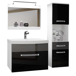 Koupelnový nábytek Belini Premium Full Version černý lesk / šedý lesk
+ umyvadlo + zrcadlo + LED osvětlení Glamour 49 Výrobce

