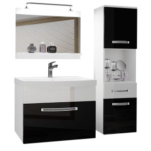 Koupelnový nábytek Belini Premium Full Version černý lesk / bílý lesk
+ umyvadlo + zrcadlo + LED osvětlení Glamour 48 Výrobce
