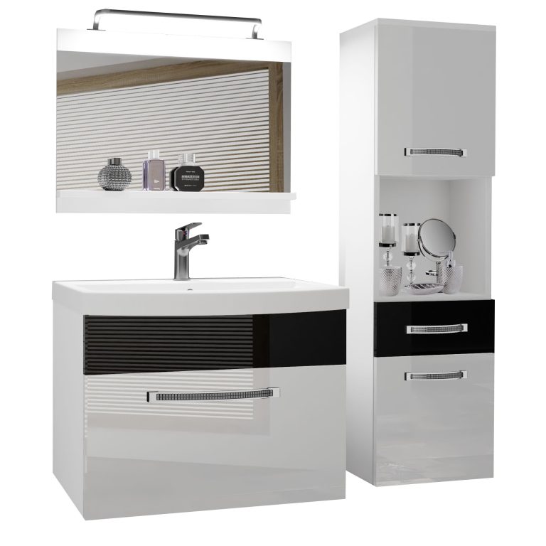 Koupelnový nábytek Belini Premium Full Version bílý lesk / černý lesk
+ umyvadlo + zrcadlo + LED osvětlení Glamour 46 Výrobce GLA P 3/0/W/WB/0/MB/PP
