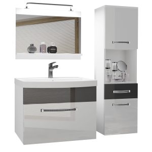 Koupelnový nábytek Belini Premium Full Version bílý lesk / šedý lesk
+ umyvadlo + zrcadlo + LED osvětlení Glamour 47 Výrobce
