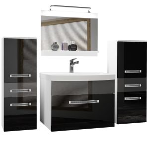 Koupelnový nábytek Belini Premium Full Version černý lesk / šedý lesk
+ umyvadlo + zrcadlo + LED osvětlení Glamour 68 Výrobce
