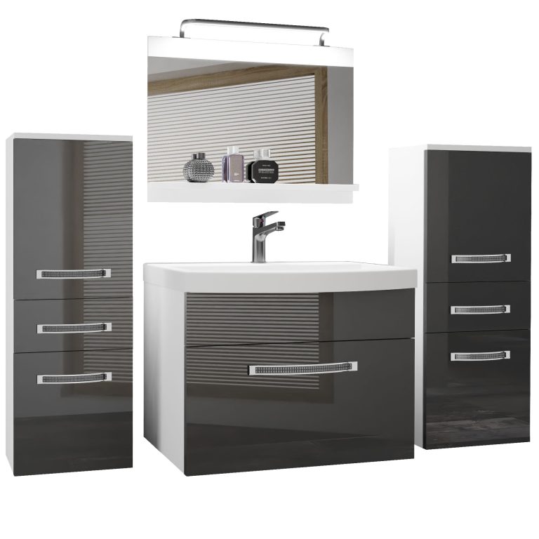 Koupelnový nábytek Belini Premium Full Version šedý lesk
+ umyvadlo + zrcadlo + LED osvětlení Glamour 64 Výrobce GLA P 4/0/W/S/0/MB/PP
