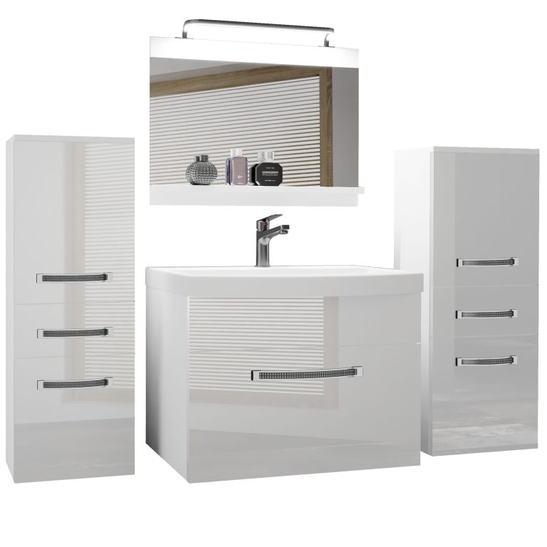Koupelnový nábytek Belini Premium Full Version bílý lesk + umyvadlo + zrcadlo + LED osvětlení Glamour 62 Výrobce GLA P 4/0/W/W/0/MB/PP
