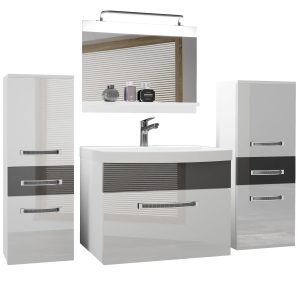 Koupelnový nábytek Belini Premium Full Version bílý lesk / šedý lesk
+ umyvadlo + zrcadlo + LED osvětlení Glamour 66 Výrobce
