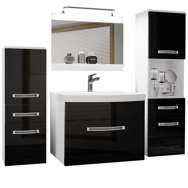 Koupelnový nábytek Belini Premium Full Version černý lesk
+ umyvadlo + zrcadlo + LED osvětlení Glamour 82 Výrobce GLA P 5/0/W/B/0/MB/PP
